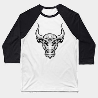 Bull Head Engraving illustration Baseball T-Shirt